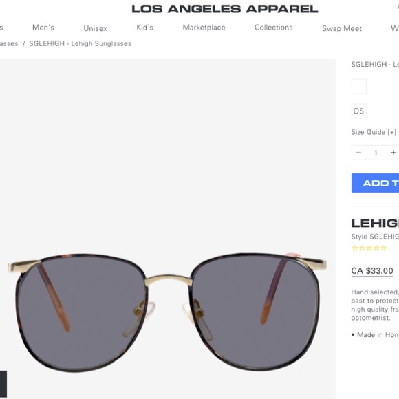 Los Angeles Apparel Lehigh Sunglasses - Picture 3 of 3